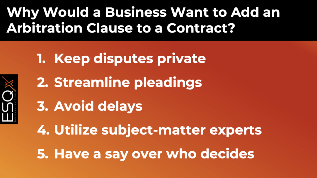 An infographic discussing arbitration contracts 