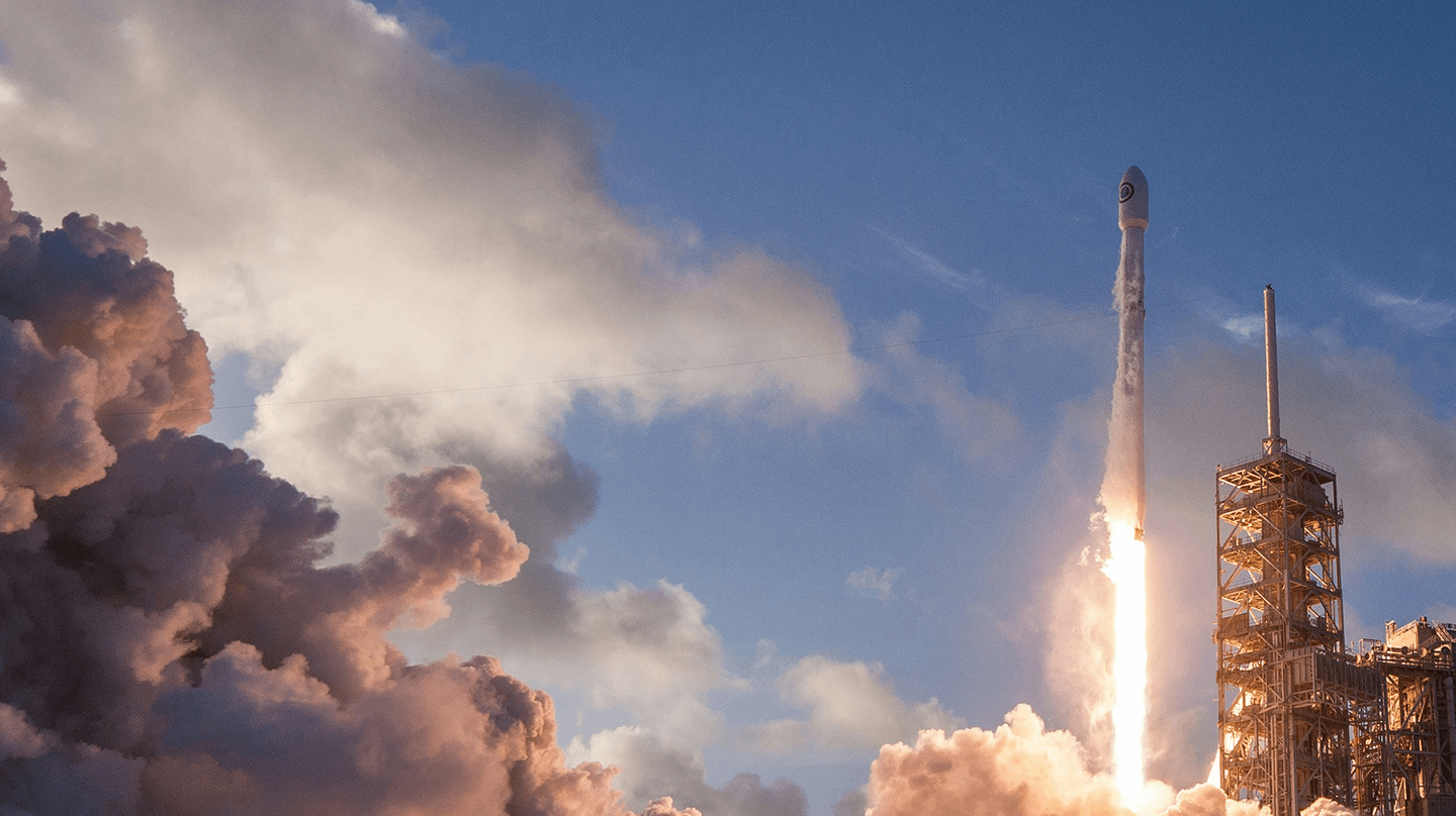 rocket taking off into space