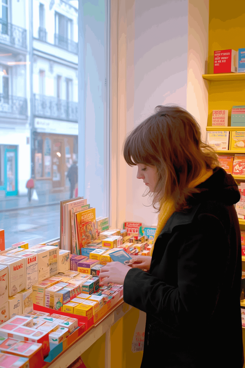 A woman intently reading a book, with a thoughtful expression on her face.