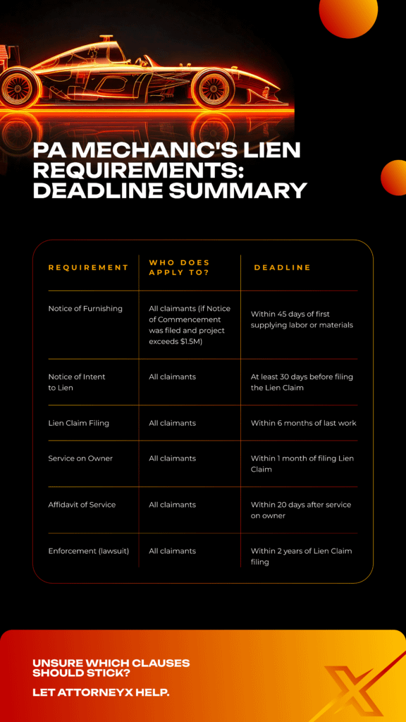 Infographic: Lien requirements